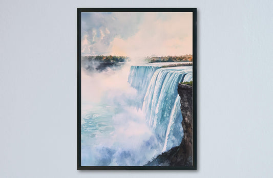 Niagara Falls Watercolor Poster Niagara Falls Travel Print Wall Art Landscape Painting Canada USA Souvenir Decor