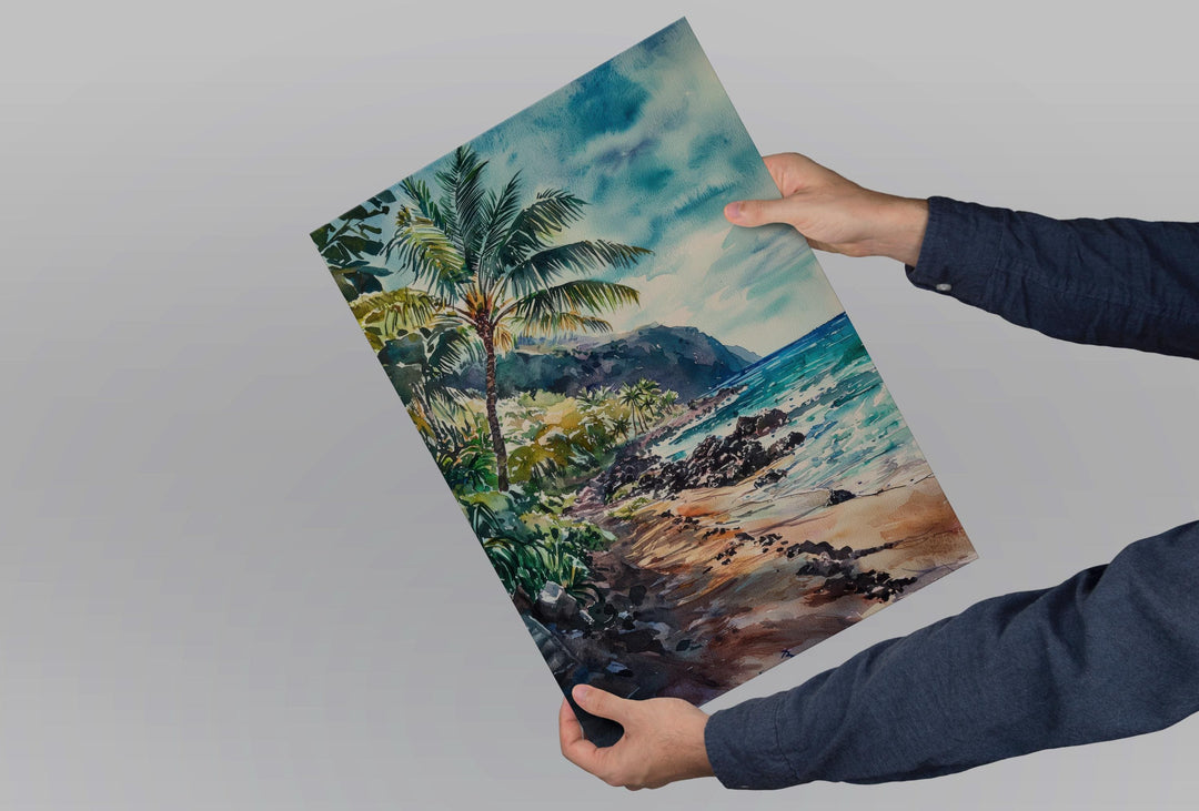 Maui Watercolor Poster Maui Travel Print Maui Wall Art Hawaii Island Painting Maui Souvenir Tropical Beach Decor