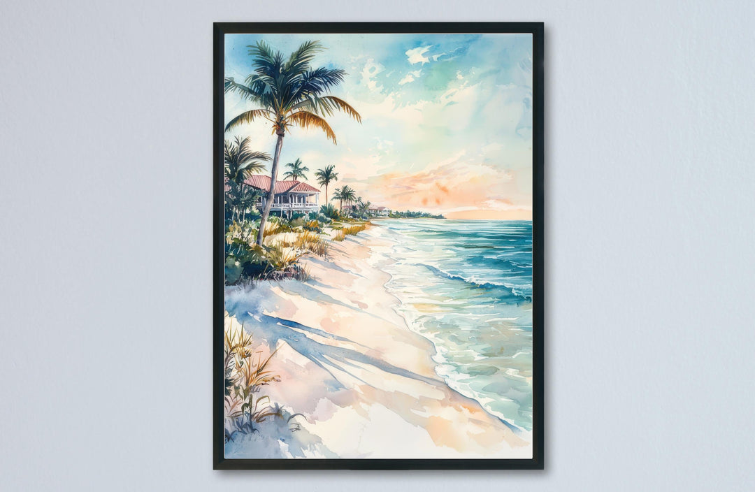 Marco Island Watercolor Poster Marco Island Travel Print Beach Wall Art Florida Coast Painting Marco Island Souvenir Decor