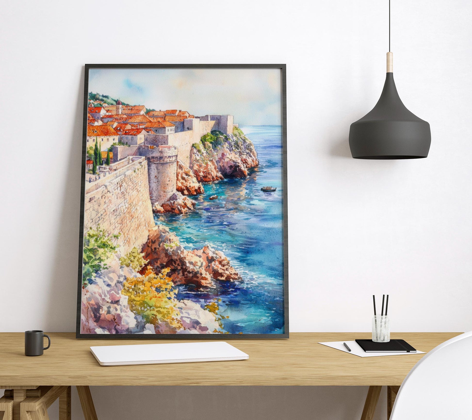 Dubrovnik Watercolor Poster Dubrovnik Travel Print Croatia Wall Art Old Town Painting Dubrovnik Souvenir Coastal Decor