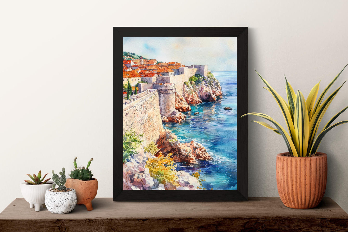 Dubrovnik Watercolor Poster Dubrovnik Travel Print Croatia Wall Art Old Town Painting Dubrovnik Souvenir Coastal Decor