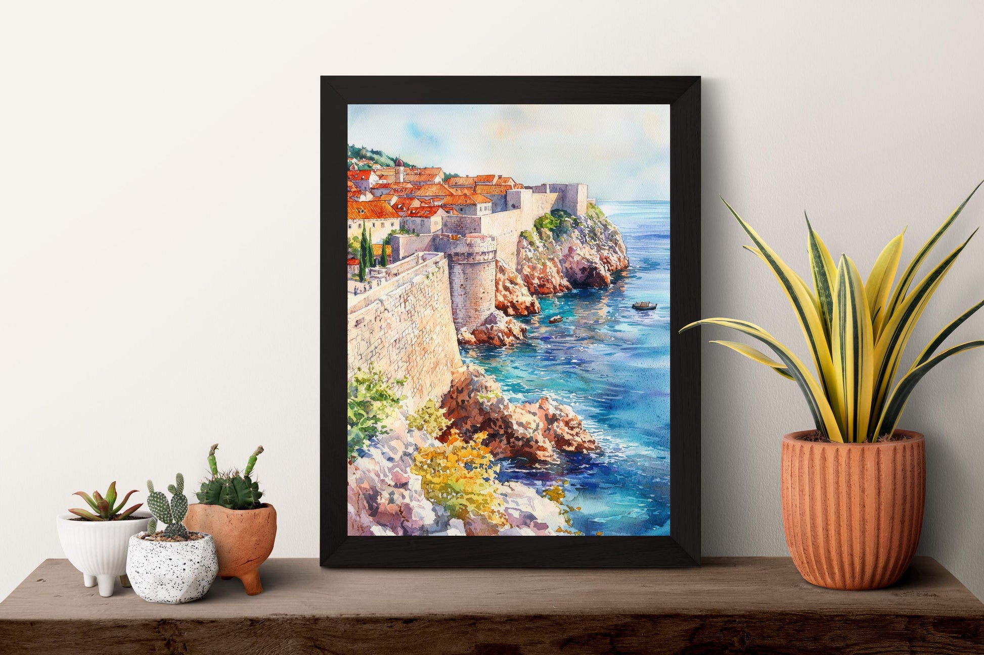 Dubrovnik Watercolor Poster Dubrovnik Travel Print Croatia Wall Art Old Town Painting Dubrovnik Souvenir Coastal Decor