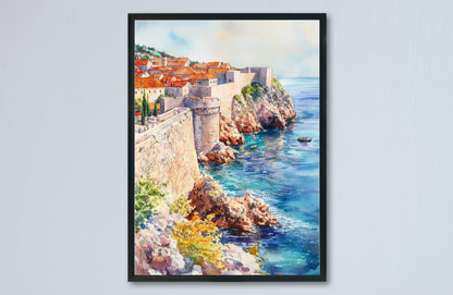 Dubrovnik Watercolor Poster Dubrovnik Travel Print Croatia Wall Art Old Town Painting Dubrovnik Souvenir Coastal Decor