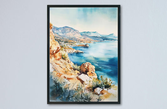 Crete Watercolor Poster Crete Travel Print Crete Wall Art Greece Island Painting Crete Souvenir Mediterranean Decor