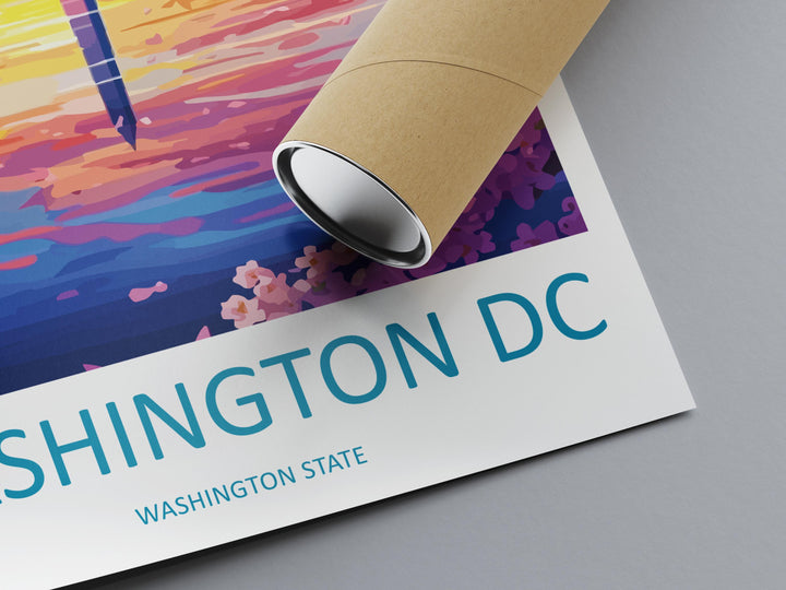 Washington DC Monument Cartoon Travel Poster USA Wall Art Capital City Print Monument Illustration Patriotic Decor Washington Souvenir Gift