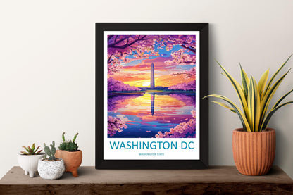 Washington DC Monument Cartoon Travel Poster USA Wall Art Capital City Print Monument Illustration Patriotic Decor Washington Souvenir Gift
