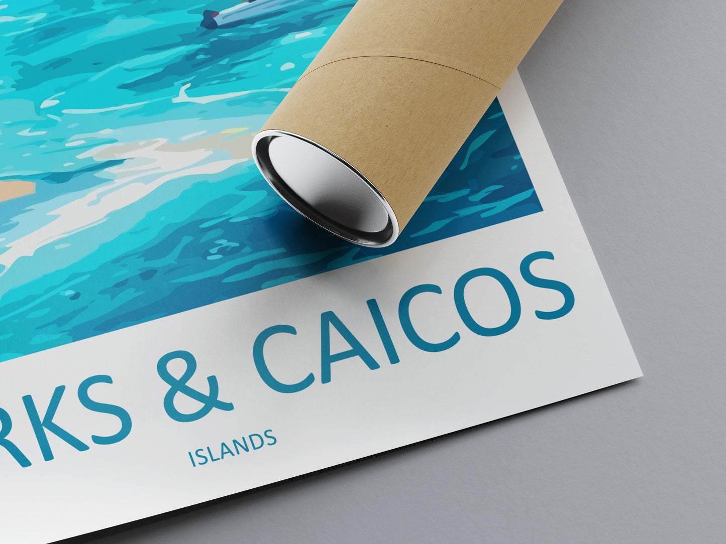 Turks and Caicos Cartoon Travel Poster Caribbean Wall Art Island Print Tropical Illustration Beach Decor TCI Souvenir Gift