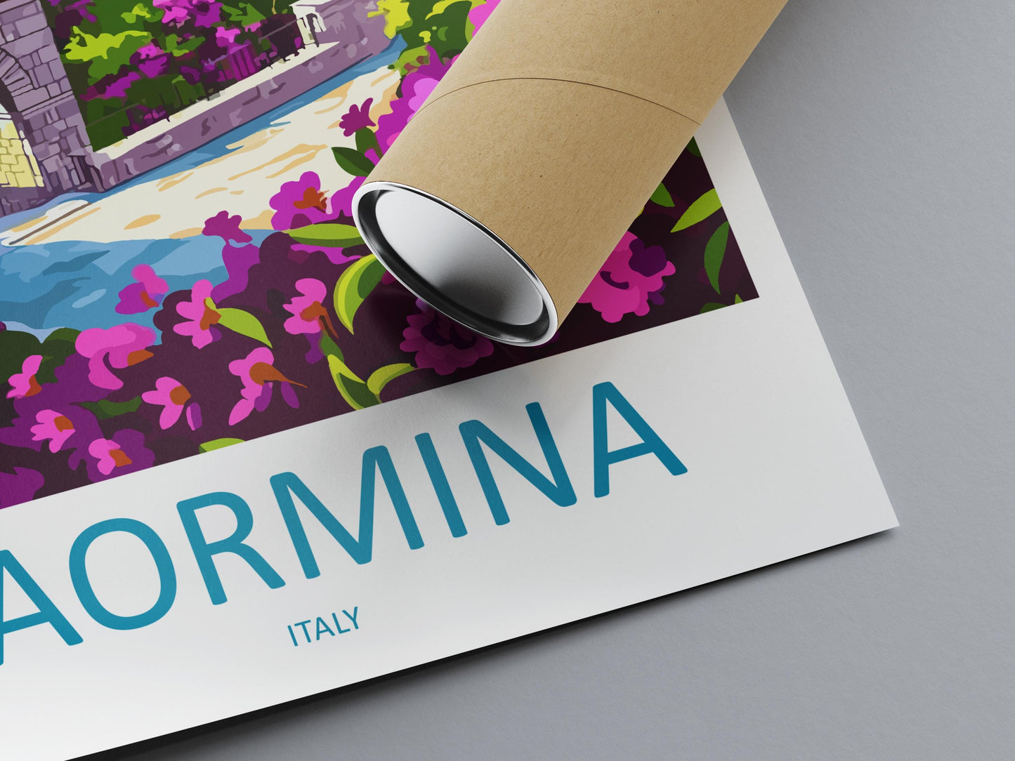 Taormina Cartoon Travel Poster Sicily Wall Art Italy Print Coastal Illustration Mediterranean Decor Taormina Souvenir Gift