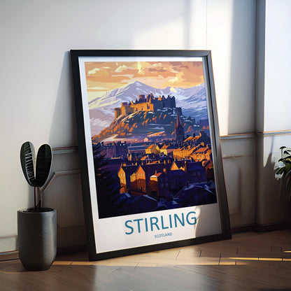 Stirling Cartoon Travel Poster Scotland Wall Art Historic City Print Castle Illustration Highland Decor Stirling Souvenir Gift
