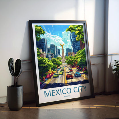 Mexico City Cartoon Travel Poster Mexico Wall Art City Print Historic Illustration Urban Decor Mexico City Souvenir Gift