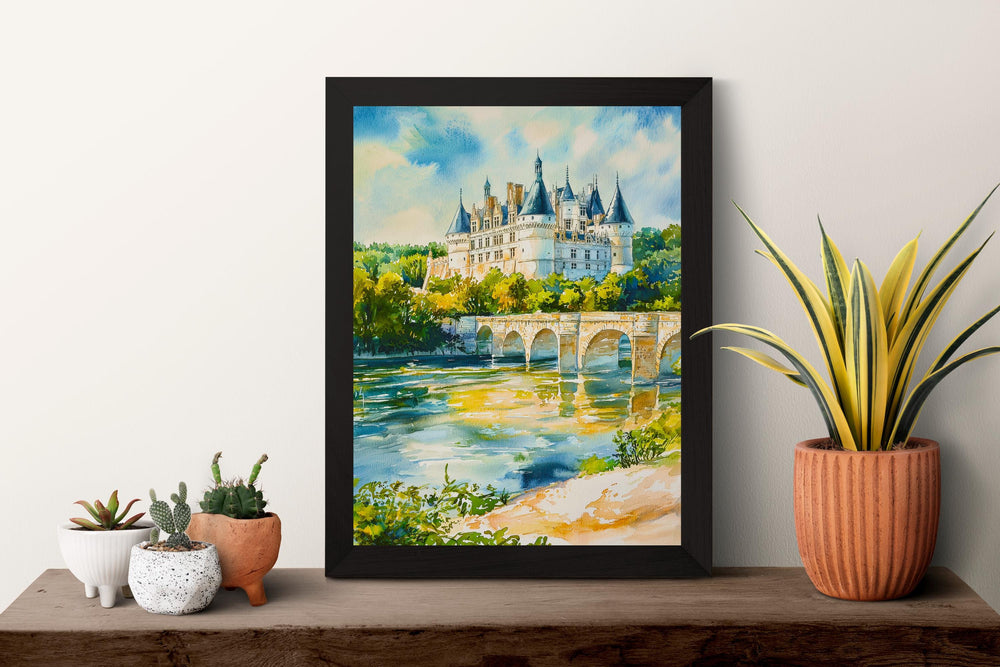 Loire Valley Watercolor Poster Loire Valley Travel Print France Wall Art Loire Valley Decor Chateau Scene French Countryside Print