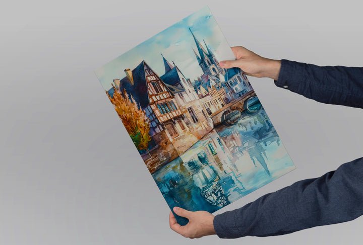 Limoges Watercolor Poster Limoges Travel Print France Wall Art Limoges Decor Historic City Scene Porcelain Capital French Landscape Print