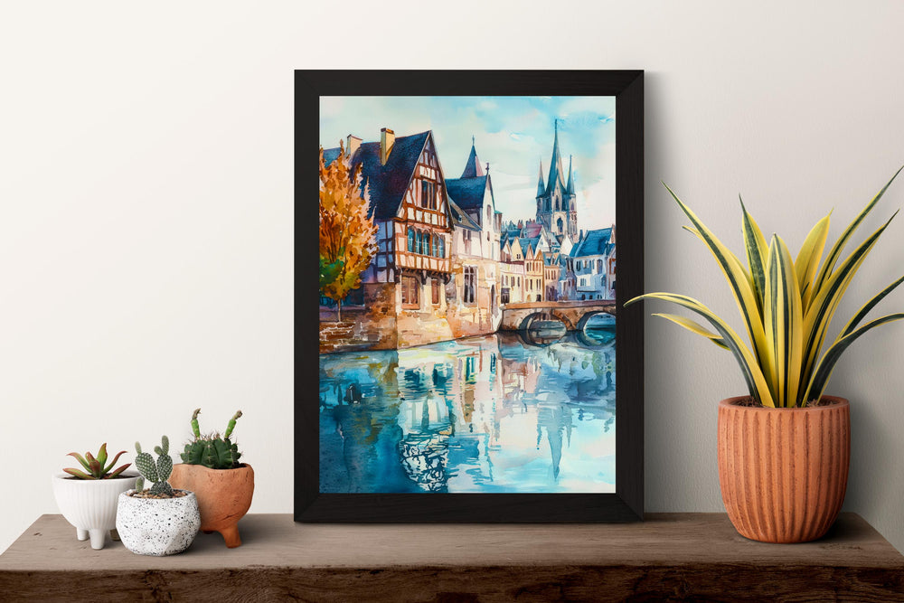 Limoges Watercolor Poster Limoges Travel Print France Wall Art Limoges Decor Historic City Scene Porcelain Capital French Landscape Print