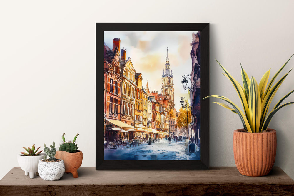 Lille Watercolor Poster Lille Travel Print France Wall Art Lille Decor Historic City Scene Flemish Architecture French Urban Landscape