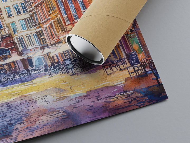 Lille Watercolor Poster Lille Travel Print France Wall Art Lille Decor Historic City Scene Flemish Architecture French Urban Landscape