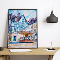 Angers Watercolor Poster Angers Travel Print France Wall Art Angers Decor Chateau Scene Loire Valley City View Historic Architecture Print