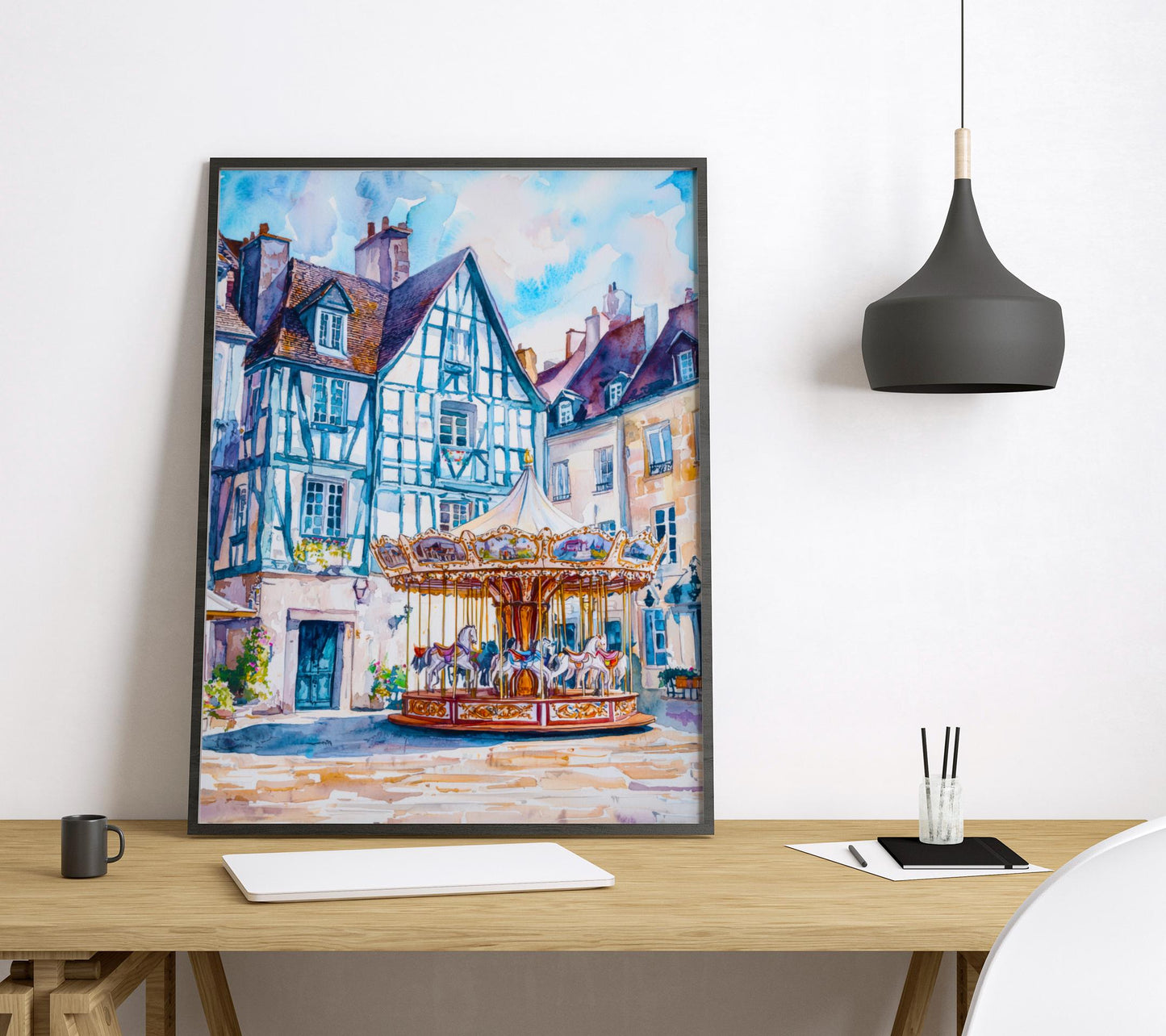 Angers Watercolor Poster Angers Travel Print France Wall Art Angers Decor Chateau Scene Loire Valley City View Historic Architecture Print