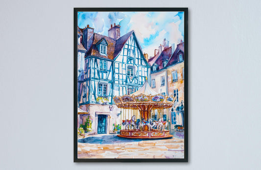 Angers Watercolor Poster Angers Travel Print France Wall Art Angers Decor Chateau Scene Loire Valley City View Historic Architecture Print
