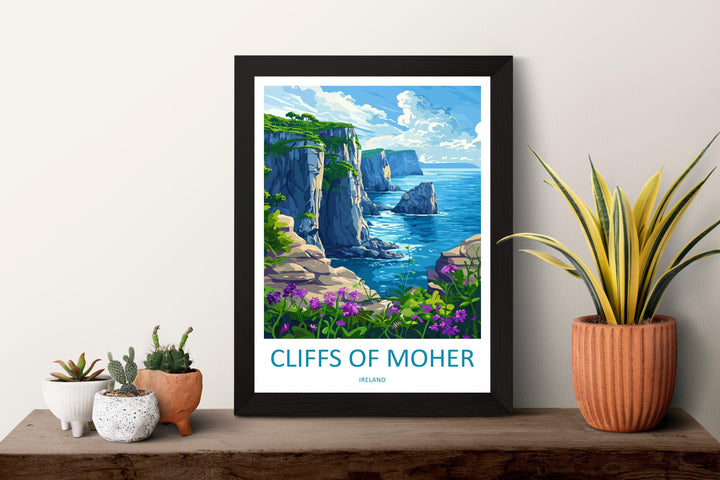 Cliffs of Moher Cartoon Travel Poster Ireland Wall Art Coastal Print Nature Illustration Wild Atlantic Decor Irish Souvenir Gift