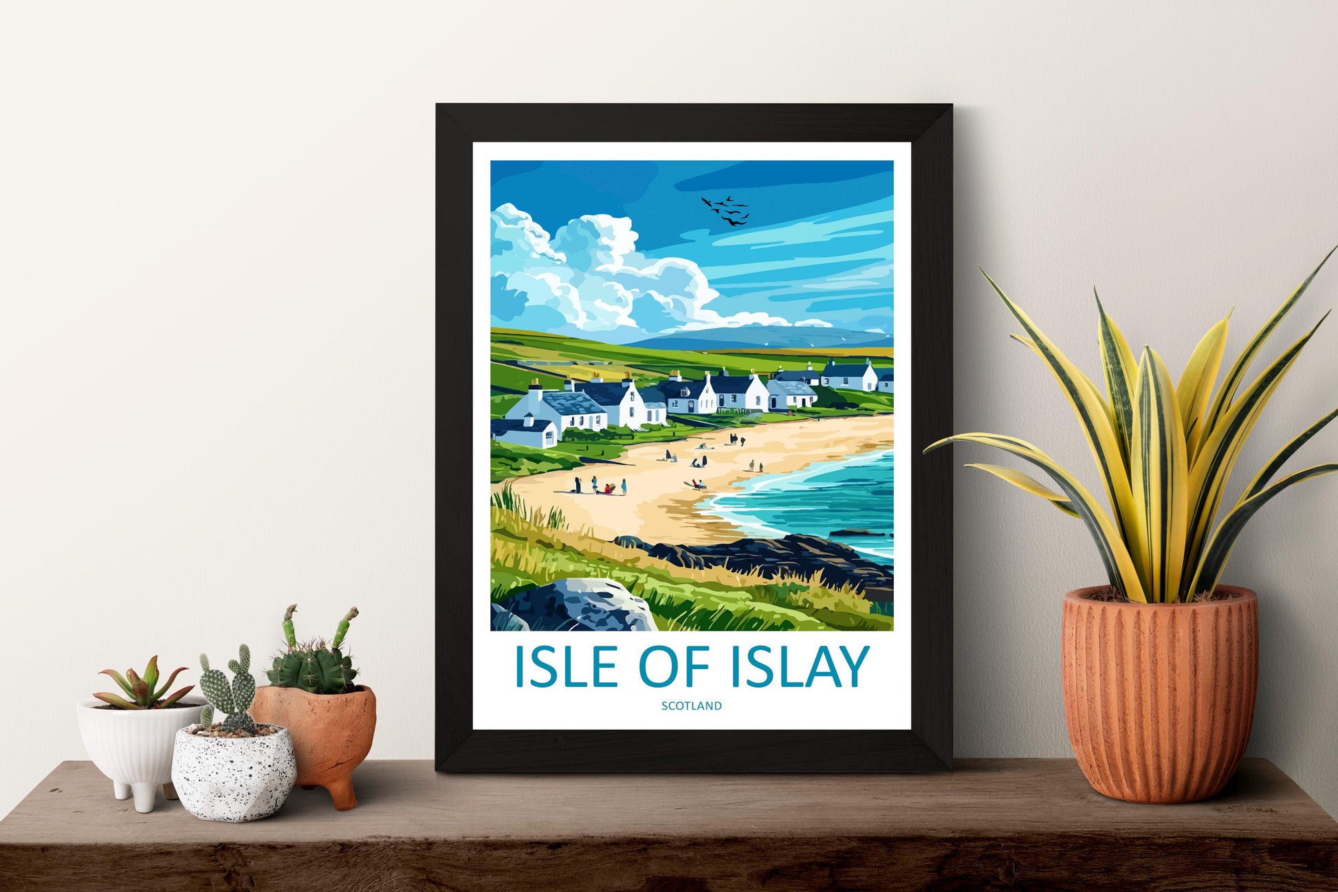 Isle of Islay Cartoon Travel Poster Scotland Wall Art Coastal Landscape Print Hebrides Island Decor Islay Nature Scene Souvenir Gift