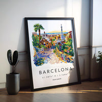 Barcelona Watercolor Poster Barcelona Travel Print Spain Wall Art Barcelona Decor Gaudi Architecture City View Mediterranean Scene Print