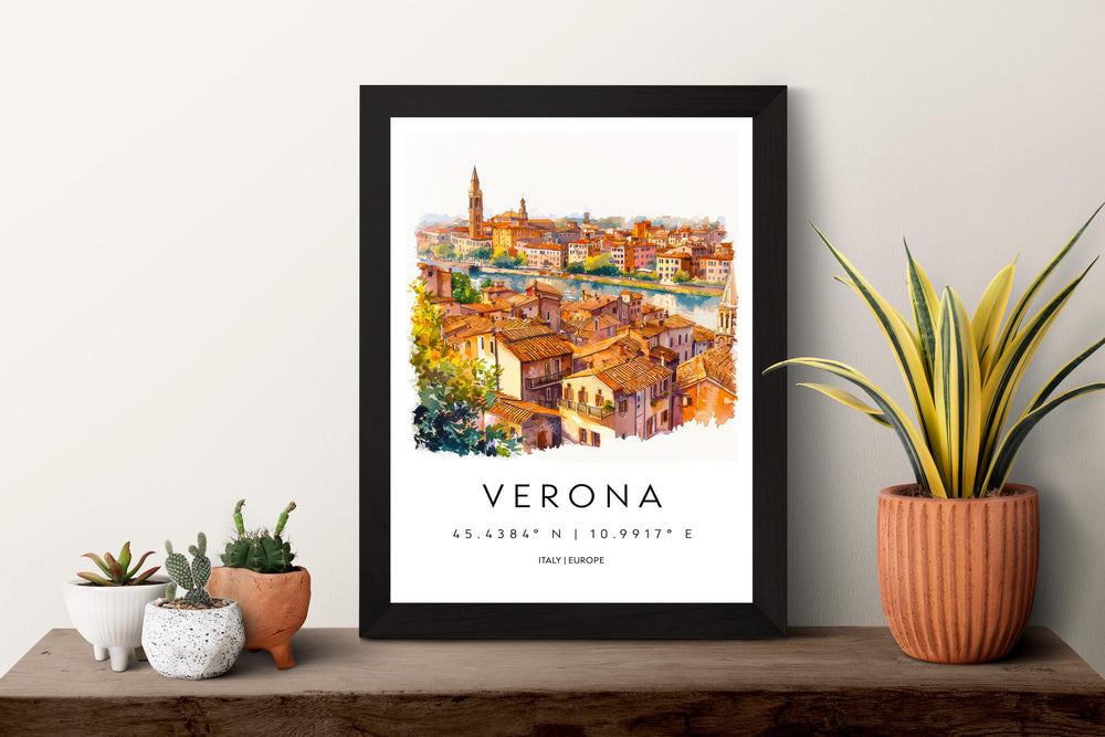 Verona Watercolor Poster Verona Travel Print Italy Wall Art Verona Decor Italian Cityscape Fine Art Print Verona Souvenir Gift for Travel
