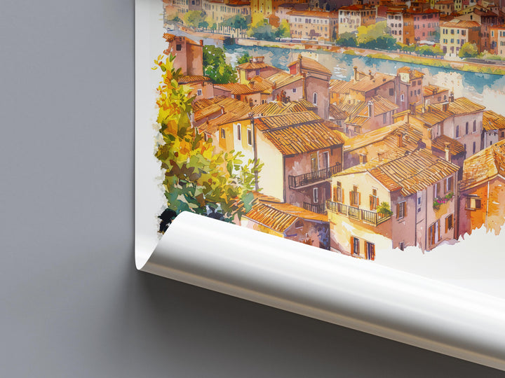 Verona Watercolor Poster Verona Travel Print Italy Wall Art Verona Decor Italian Cityscape Fine Art Print Verona Souvenir Gift for Travel