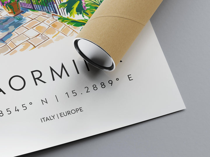 Taormina Watercolor Poster Taormina Sicily Travel Print Wall Art Taormina Decor Italian Town Fine Art Print Taormina Souvenir Gift