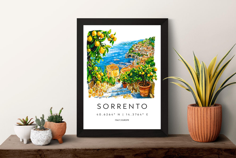 Sorrento Watercolor Poster Sorrento Italy Travel Print Wall Art Sorrento Decor Italian Coast Fine Art Print Sorrento Souvenir Gift
