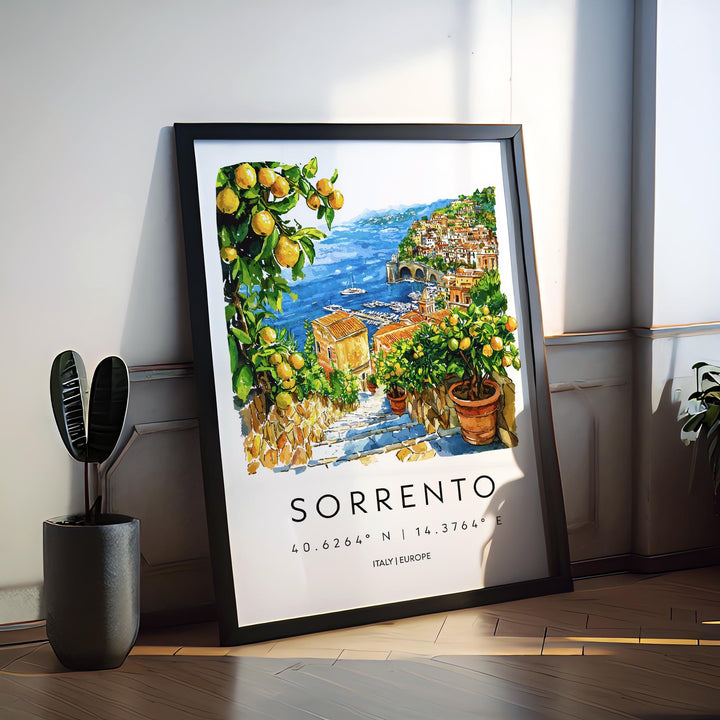 Sorrento Watercolor Poster Sorrento Italy Travel Print Wall Art Sorrento Decor Italian Coast Fine Art Print Sorrento Souvenir Gift