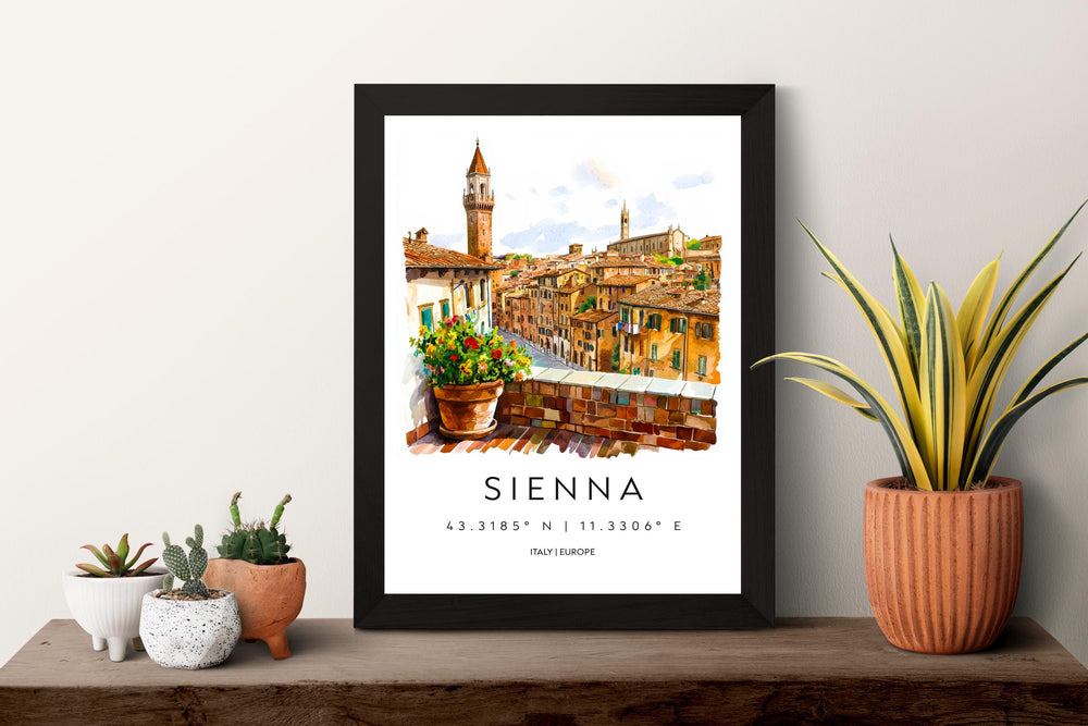 Siena Watercolor Poster Siena Italy Travel Print Wall Art Siena Decor Italian Medieval City Fine Art Print Siena Souvenir Gift for Travelers
