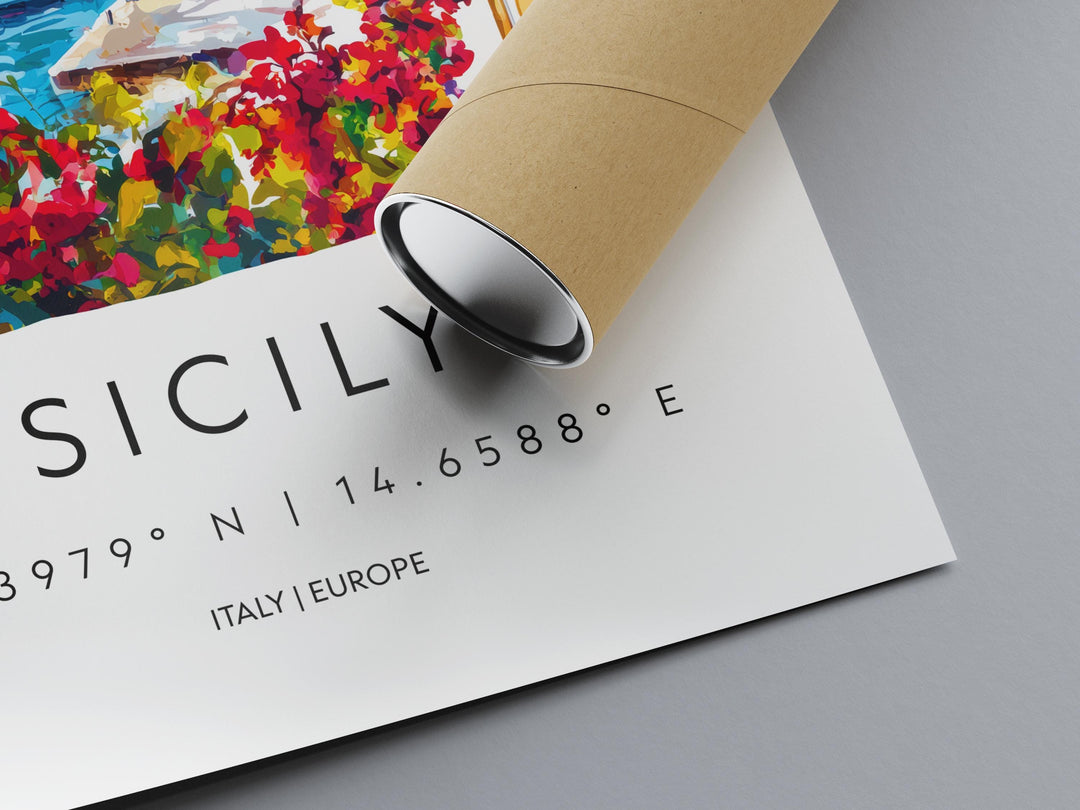 Sicily Watercolor Poster Sicily Italy Travel Print Wall Art Sicily Decor Italian Island Fine Art Print Sicily Souvenir Gift for Travelers