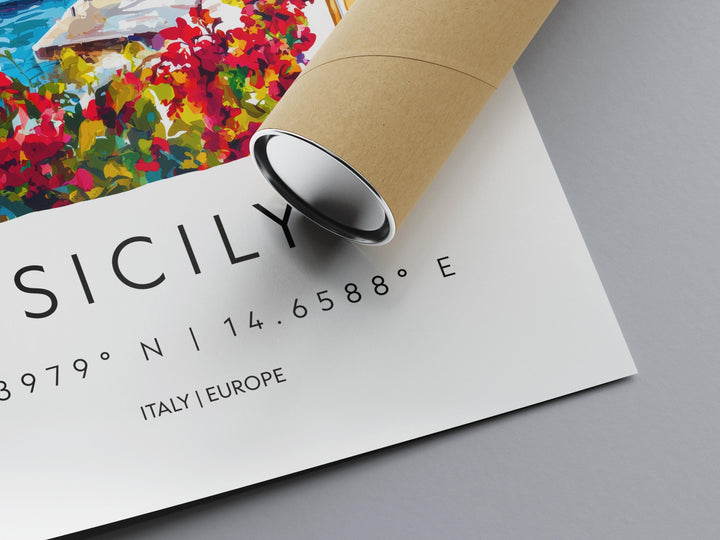 Sicily Watercolor Poster Sicily Italy Travel Print Wall Art Sicily Decor Italian Island Fine Art Print Sicily Souvenir Gift for Travelers