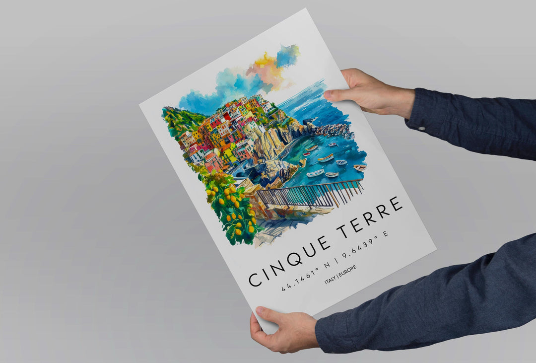 Cinque Terre Watercolor Poster Cinque Terre Italy Travel Print Wall Art Cinque Terre Home Decor Cinque Terre Gift Art Lovers Italy Art