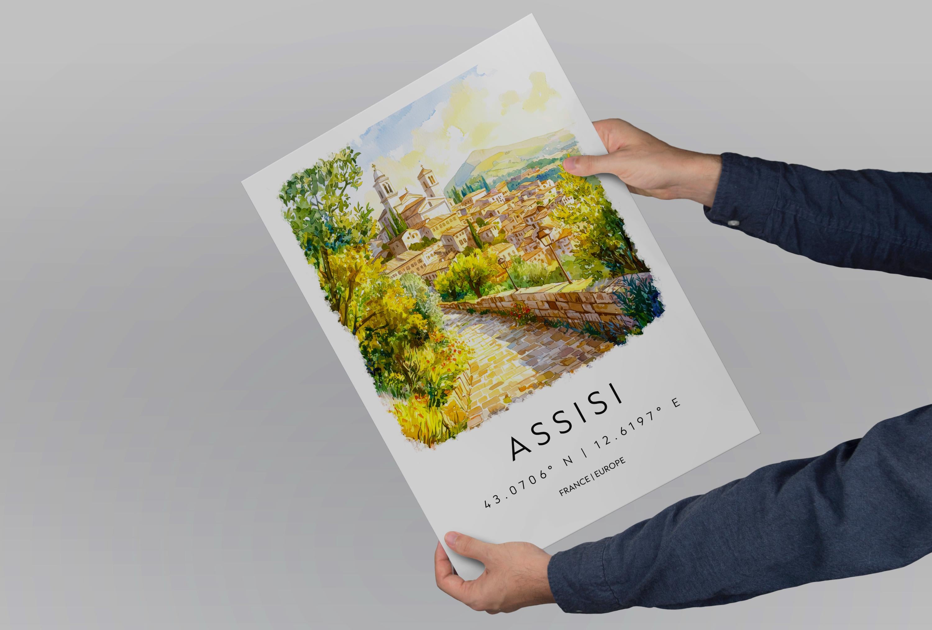 Assisi Watercolor Poster Assisi Italy Travel Print Wall Art Assisi Home Decor Assisi Gift Art Lovers Italy Art Assisi Saint Francis