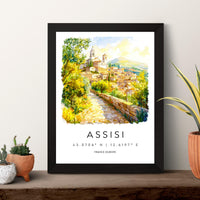 Assisi Watercolor Poster Assisi Italy Travel Print Wall Art Assisi Home Decor Assisi Gift Art Lovers Italy Art Assisi Saint Francis