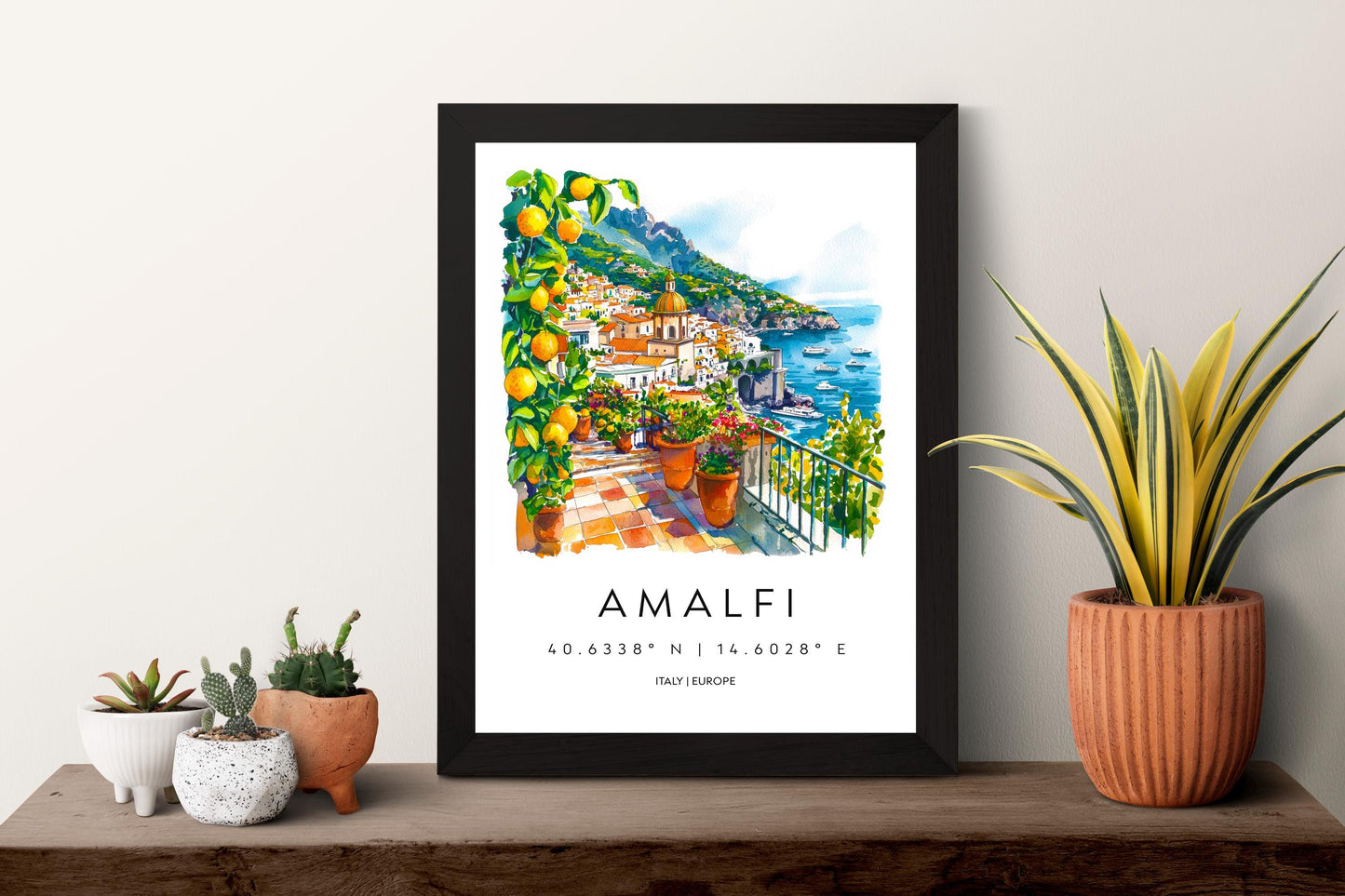 Amalfi Watercolor Poster Amalfi Italy Travel Print Wall Art Amalfi Home Decor Amalfi Gift Art Lovers Italy Art Amalfi Coastline
