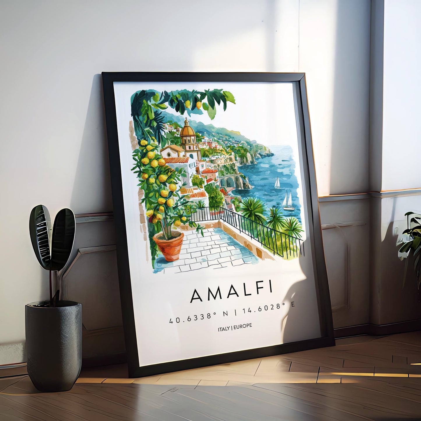 Amalfi Watercolor Poster Amalfi Italy Travel Print Wall Art Amalfi Home Decor Amalfi Gift Art Lovers Italy Art Amalfi Coastline