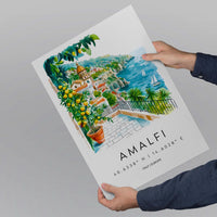 Amalfi Watercolor Poster Amalfi Italy Travel Print Wall Art Amalfi Home Decor Amalfi Gift Art Lovers Italy Art Amalfi Coastline