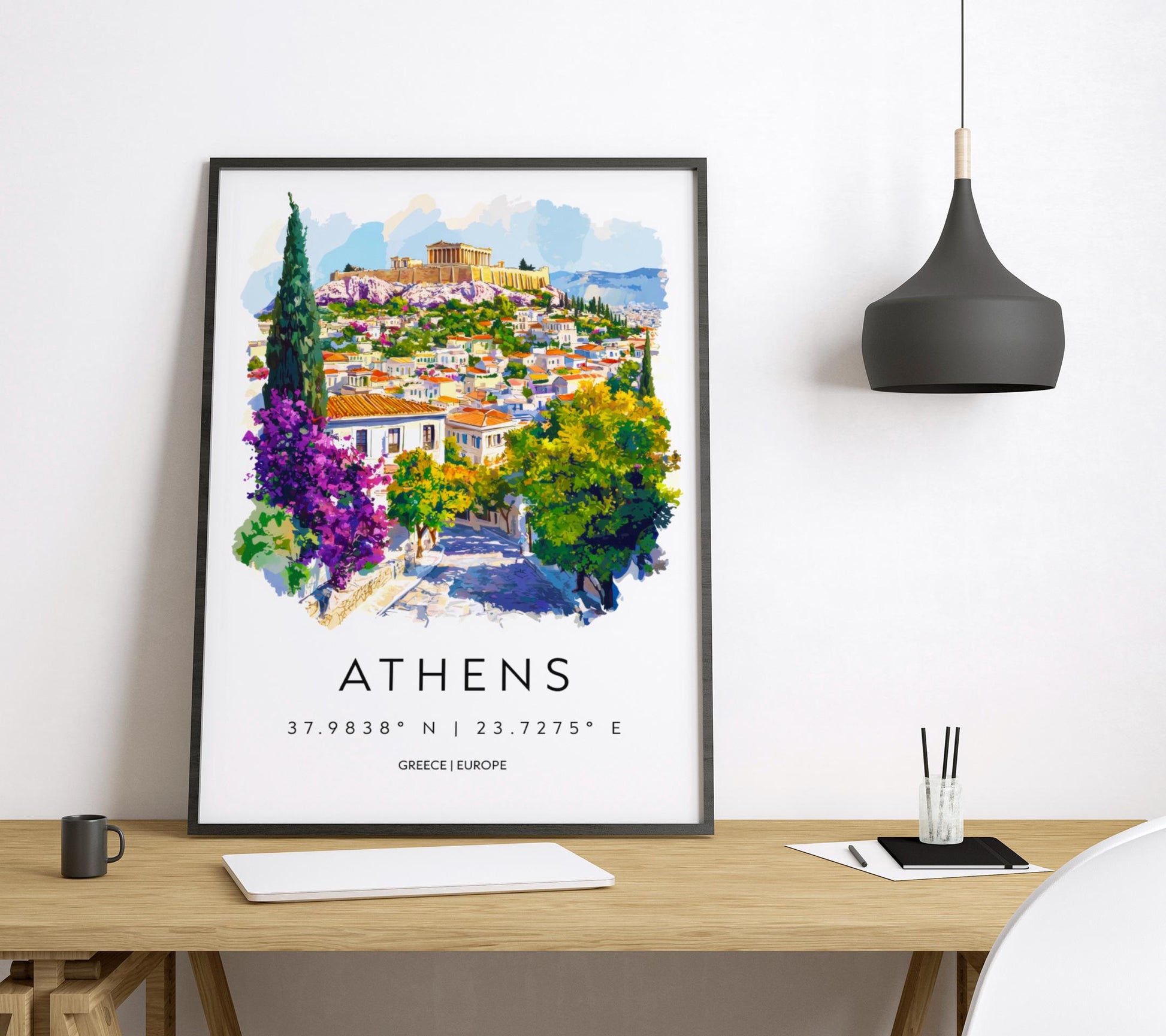 Athens Watercolor Poster Athens Greece Travel Print Wall Art Athens Home Decor Athens Gift Art Lovers Greece Art Athens Acropolis