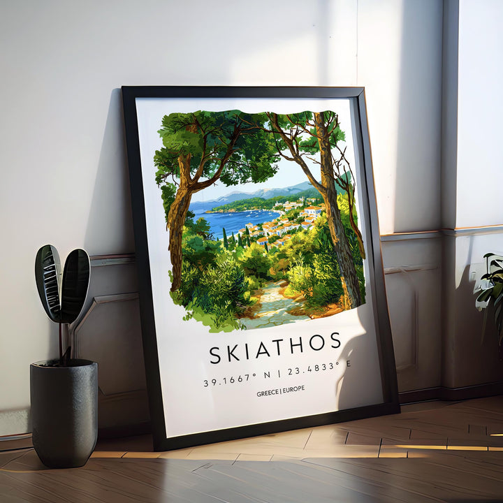 Skiathos Watercolor Poster Skiathos Greece Travel Print Wall Art Skiathos Home Decor Skiathos Gift Art Lovers Greece Art Skiathos Island