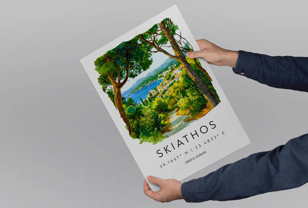 Skiathos Watercolor Poster Skiathos Greece Travel Print Wall Art Skiathos Home Decor Skiathos Gift Art Lovers Greece Art Skiathos Island