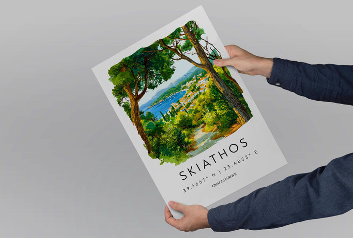 Skiathos Watercolor Poster Skiathos Greece Travel Print Wall Art Skiathos Home Decor Skiathos Gift Art Lovers Greece Art Skiathos Island