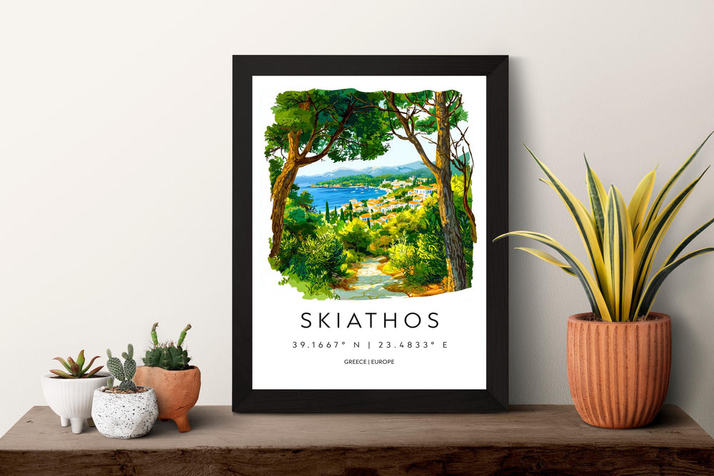 Skiathos Watercolor Poster Skiathos Greece Travel Print Wall Art Skiathos Home Decor Skiathos Gift Art Lovers Greece Art Skiathos Island