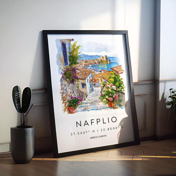 Nafplio Watercolor Poster Nafplio Greece Travel Print Wall Art Nafplio Home Decor Nafplio Gift Art Lovers Greece Art Nafplio Castle