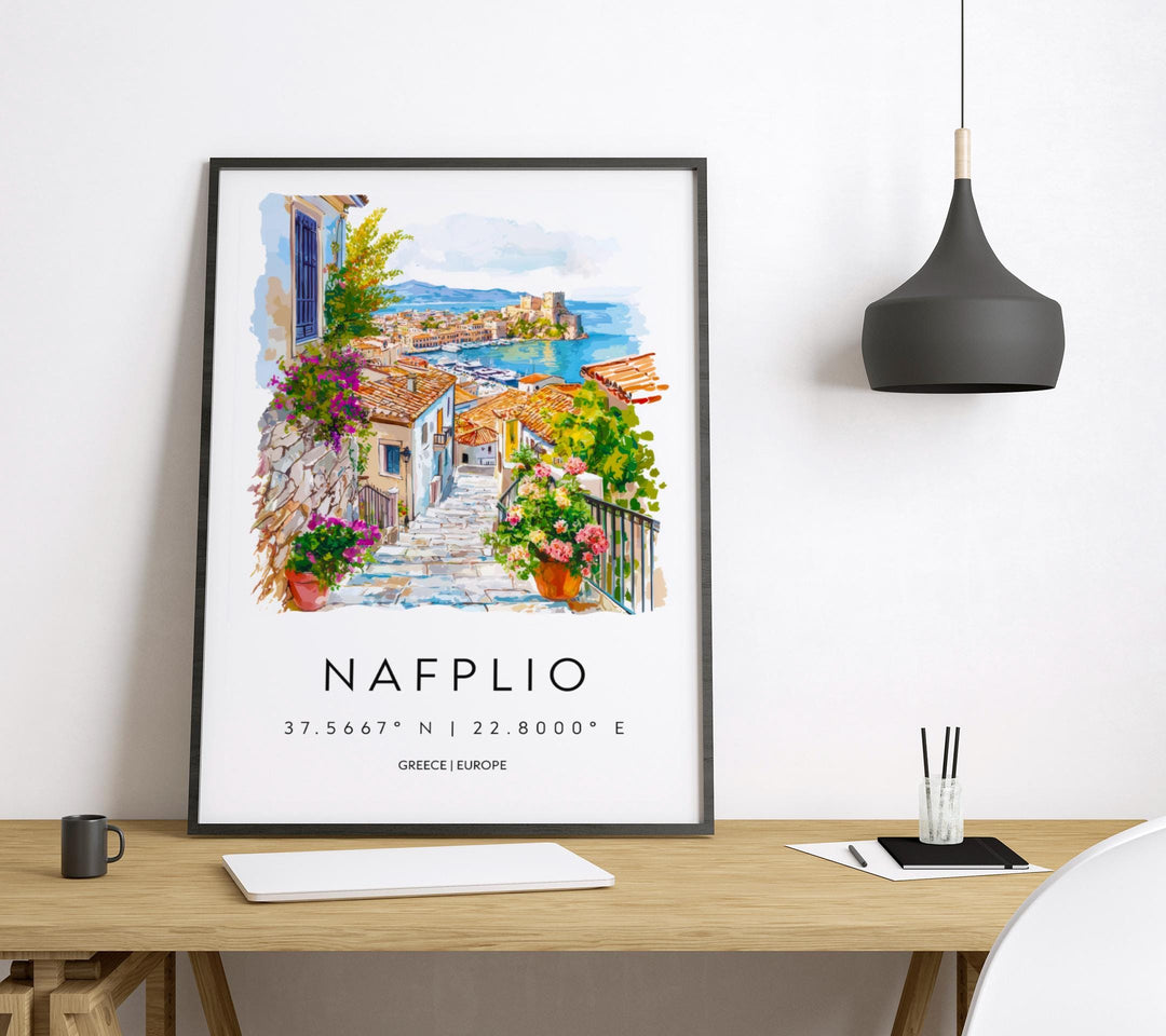 Nafplio Watercolor Poster Nafplio Greece Travel Print Wall Art Nafplio Home Decor Nafplio Gift Art Lovers Greece Art Nafplio Castle