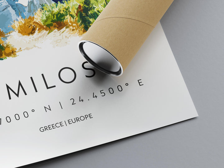 Milos Watercolor Poster Milos Greece Travel Print Wall Art Milos Home Decor Milos Gift Art Lovers Greece Art Milos Island View