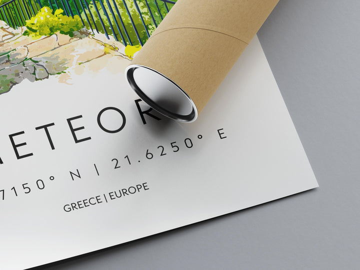 Meteora Watercolor Poster Meteora Greece Travel Print Wall Art Meteora Home Decor Meteora Gift Art Lovers Greece Art Meteora Monasteries