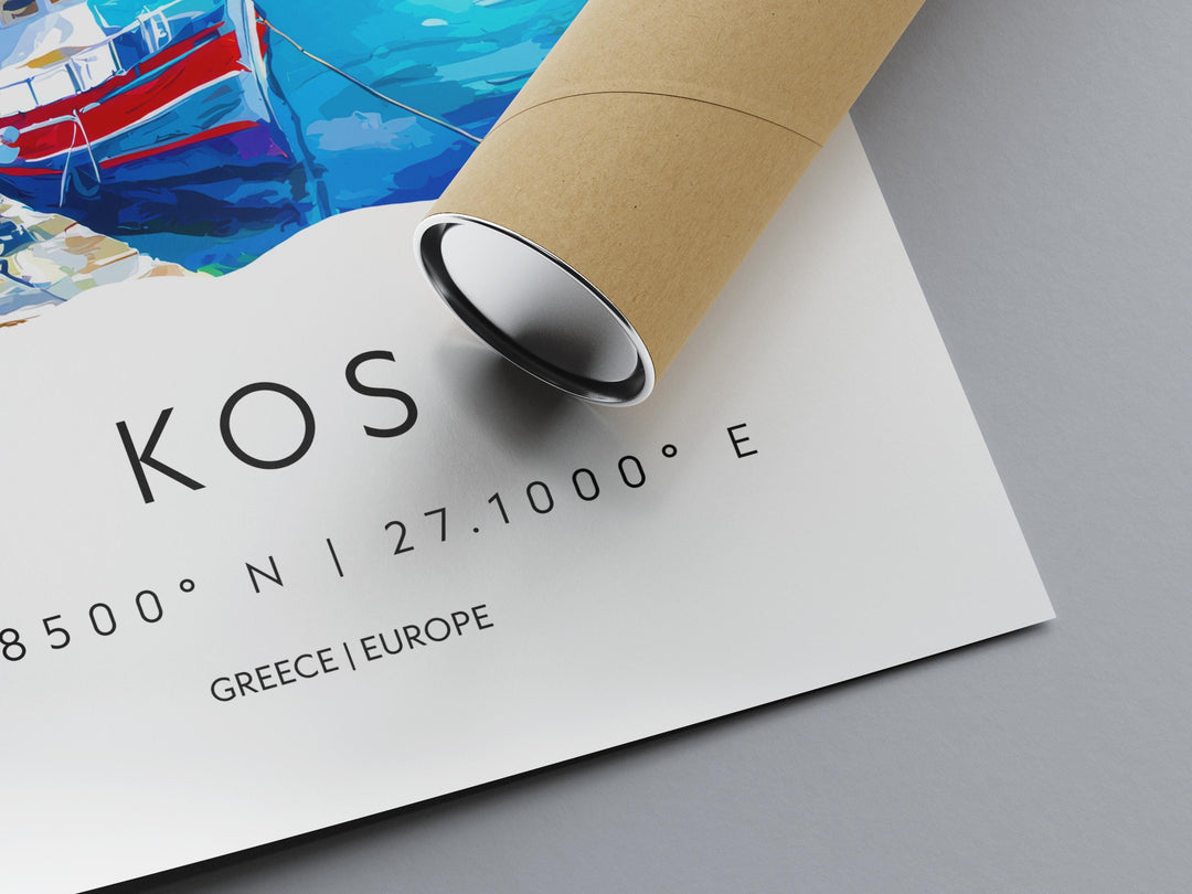 Kos Watercolor Poster Kos Greece Travel Print Wall Art Kos Home Decor Kos Gift Art Lovers Greece Art Kos Island View