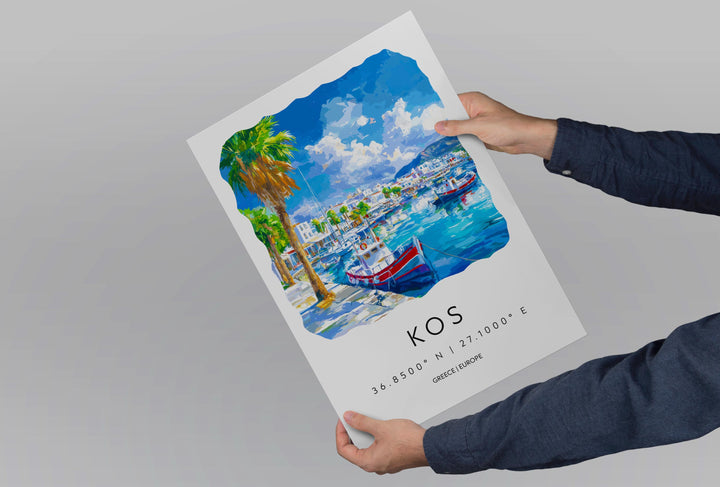 Kos Watercolor Poster Kos Greece Travel Print Wall Art Kos Home Decor Kos Gift Art Lovers Greece Art Kos Island View